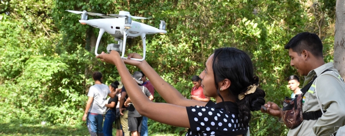 SUB: Youth in Guarayos during a training on the use of drones to monitor forests and natural resources, Bolivia. Photo Miguel Manchego